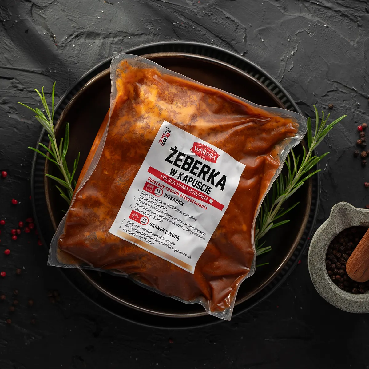 Żeberka wieprzowe w kapuście (wolno gotowane) 500 g VAC