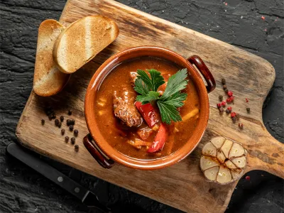 Slow-cooked beef goulash